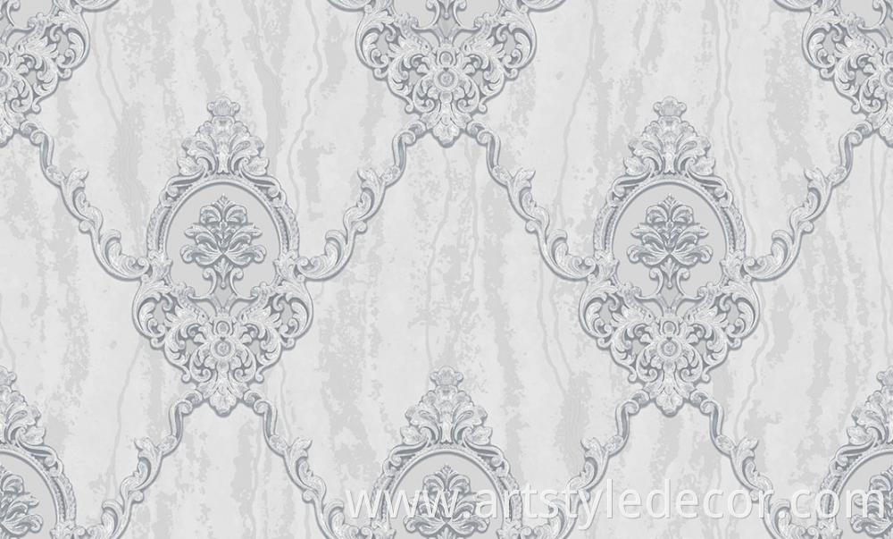 Damask Vinyl PVC Wallpaper For Interior Home Decor